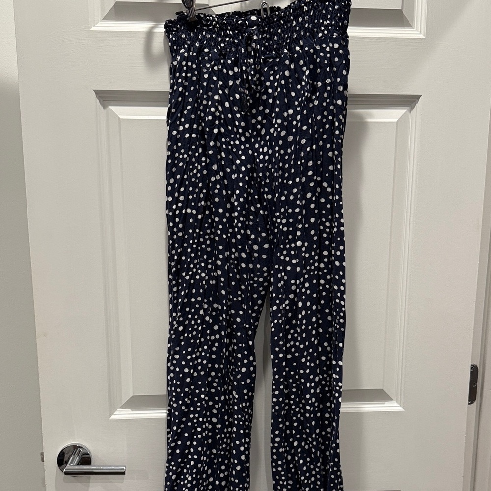 one 5 one Navy Polka Dot Wide Leg Pants